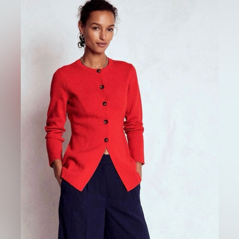 Boden Red Joanna Fitted Knitted Jacket